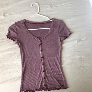 XS Hollister Red & White striped button shirt